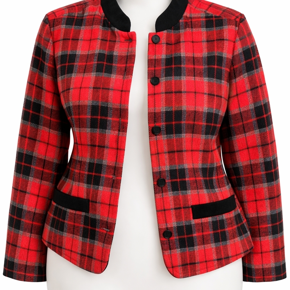 Lizsport Co. Tweed SzLgr Tartan Plaid  VTG Y2K Boho Twilight Night Work Office